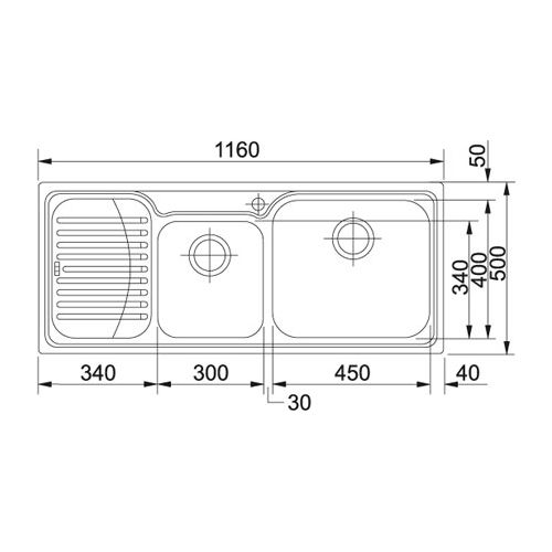 ΝΕΡΟΧΥΤΗΣ ΕΝΘΕΤΟΣ FRANKE New Infinito INL 621-N 116x50 cm Ραβδώσεις Δεξιά